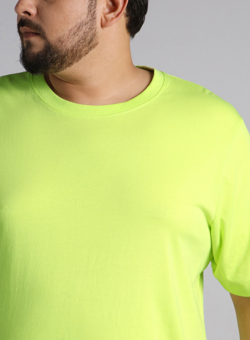 Men's Lime Cotton Plus Size Everyday Regular Fit T-shirt