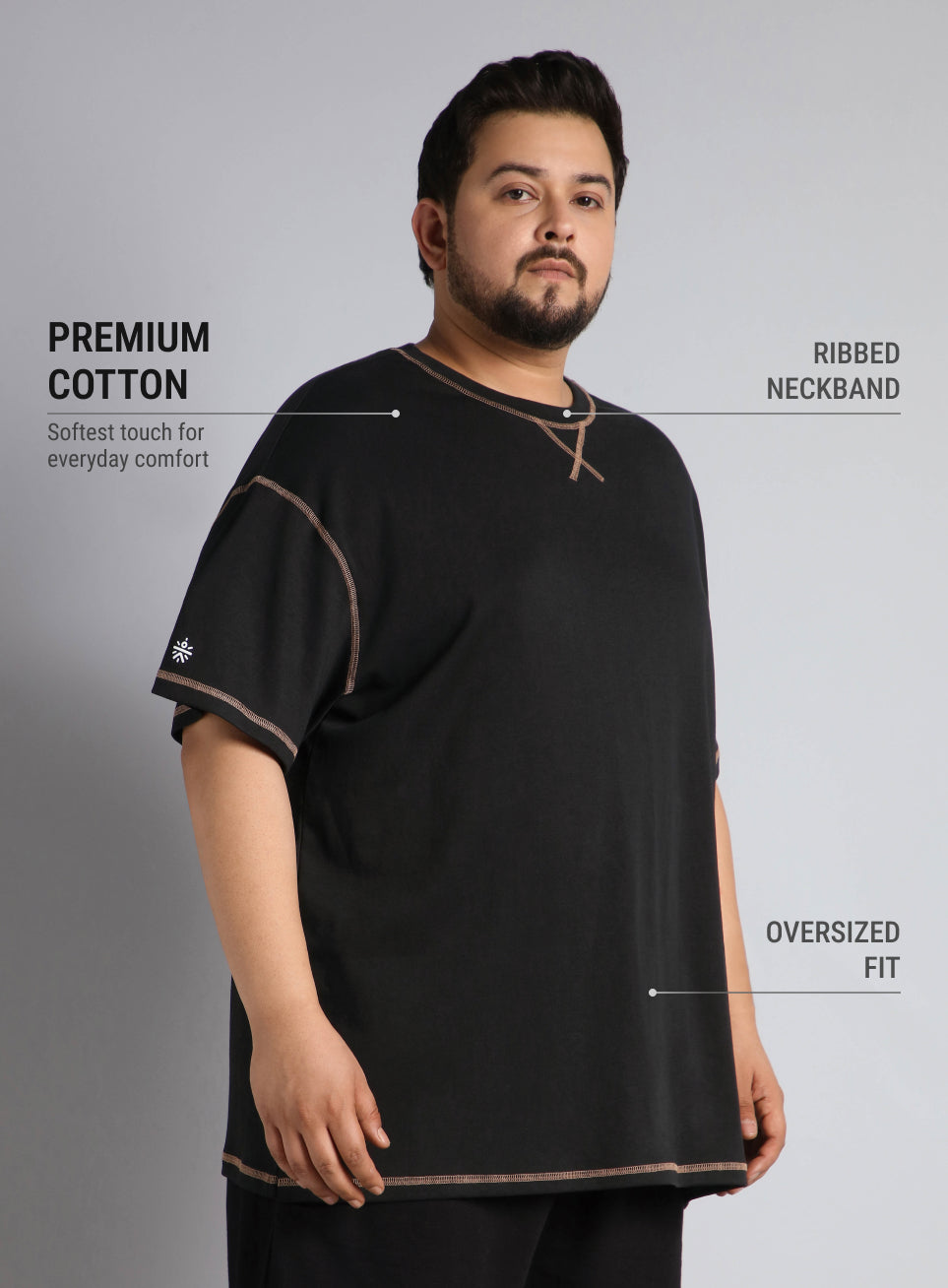 Men's Black Play Day Plus Size Oversized fit T-shirt