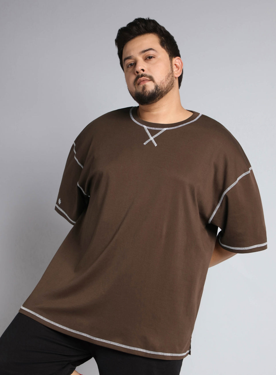 Men's Brown Play Day Plus Size Oversized fit T-shirt