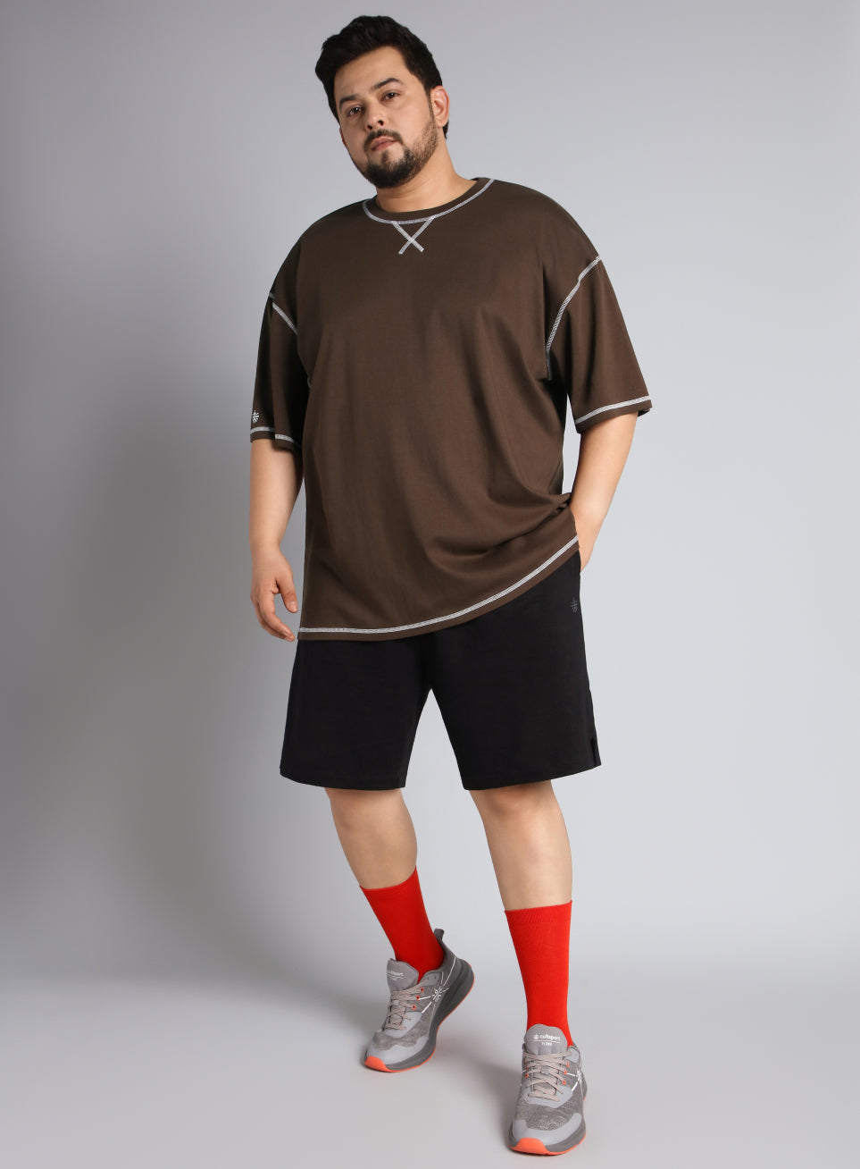 Men's Brown Play Day Plus Size Oversized fit T-shirt