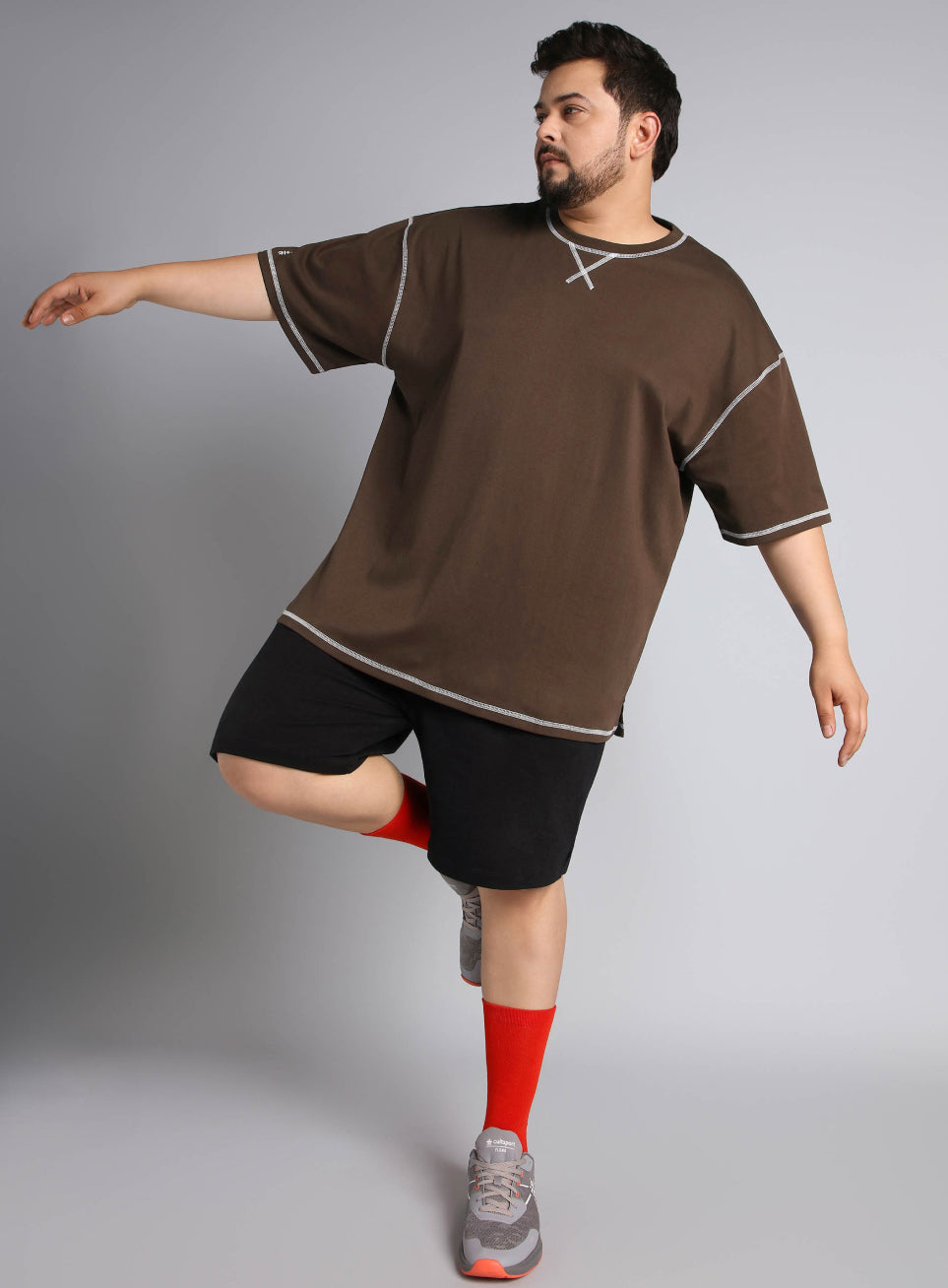 Men's Brown Play Day Plus Size Oversized fit T-shirt