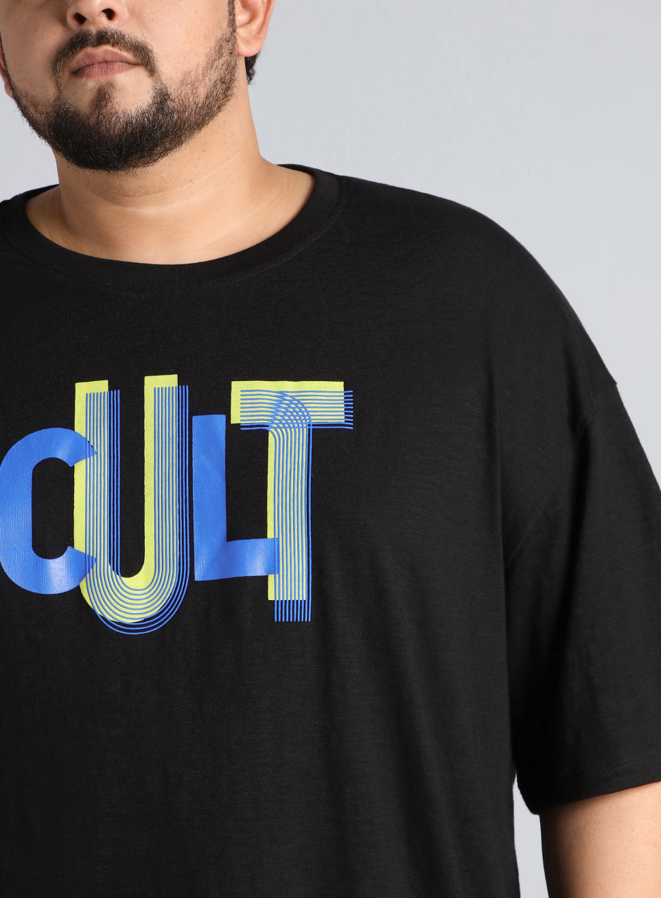 Men's Black Cult Graphic Plus Size Oversized fit T-shirt