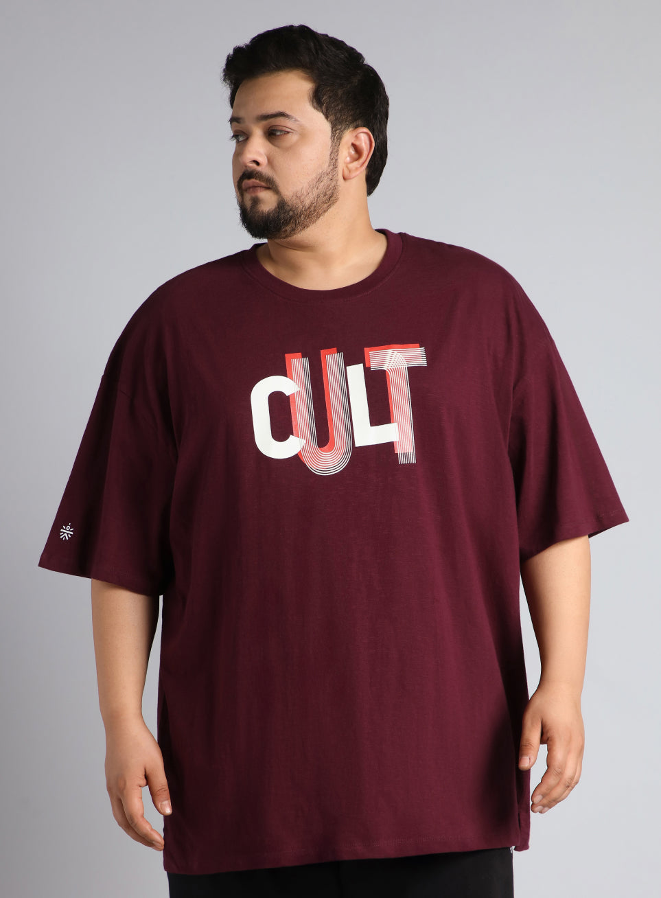 Men's Maroon Cult Graphic Plus Size Oversized fit T-shirt