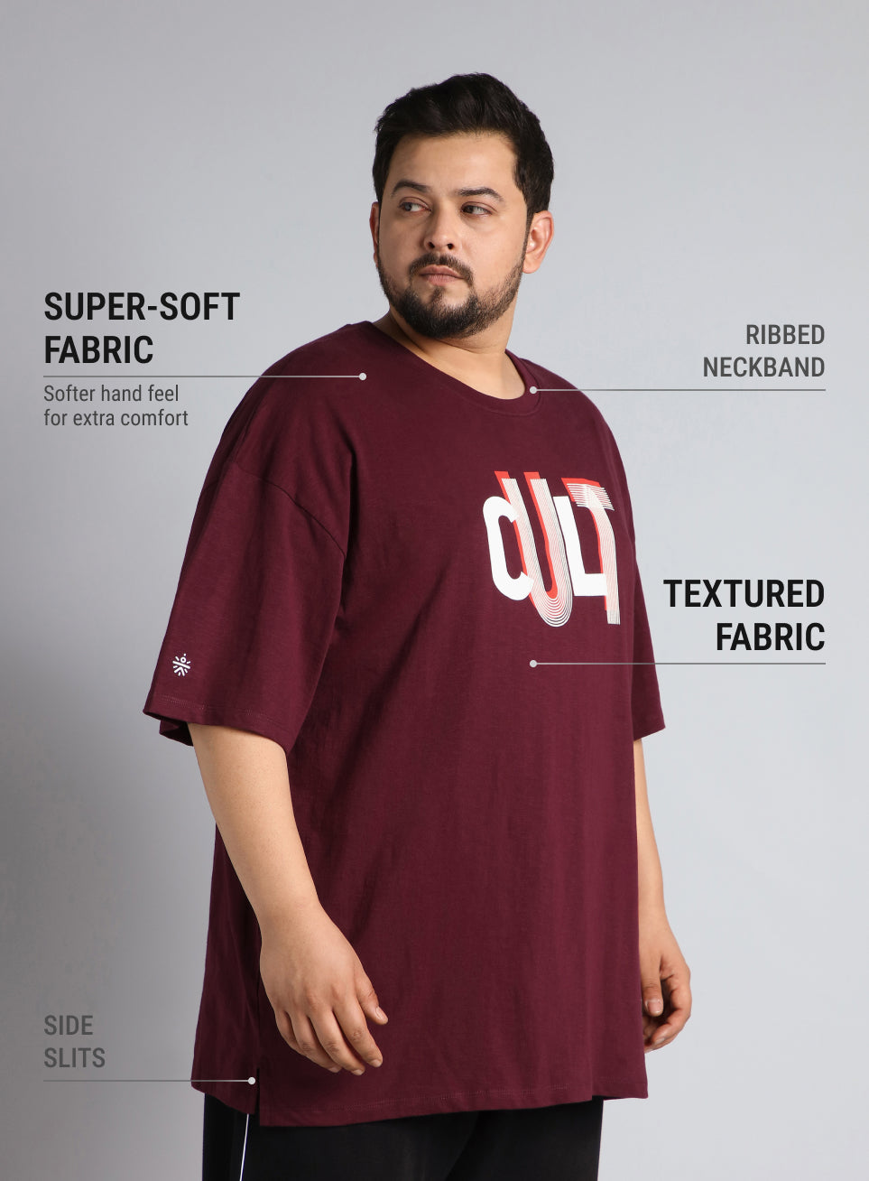 Men's Maroon Cult Graphic Plus Size Oversized fit T-shirt
