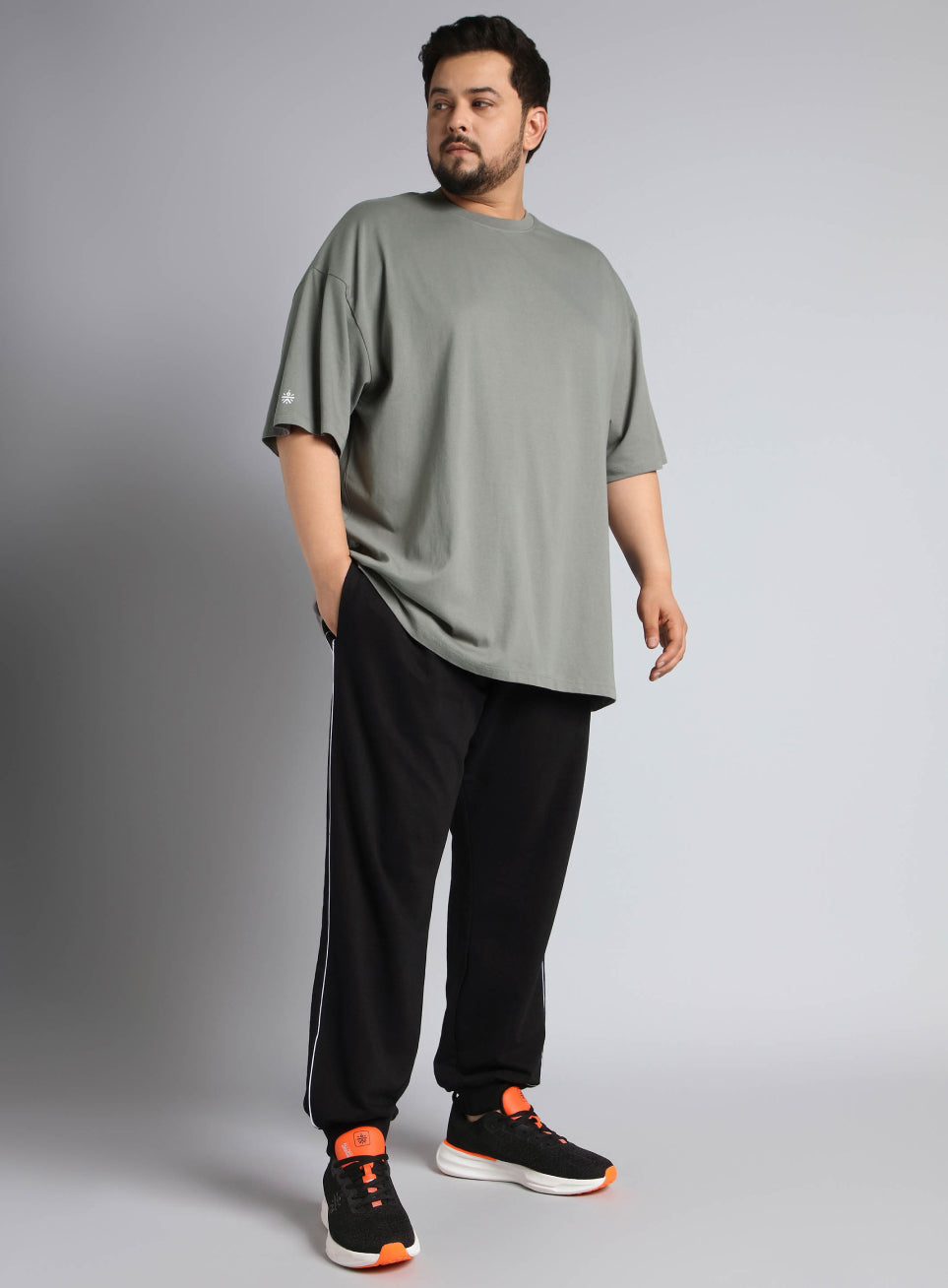 Men's Dark Grey One More Rep Graphic Plus Size Oversized fit T-shirt