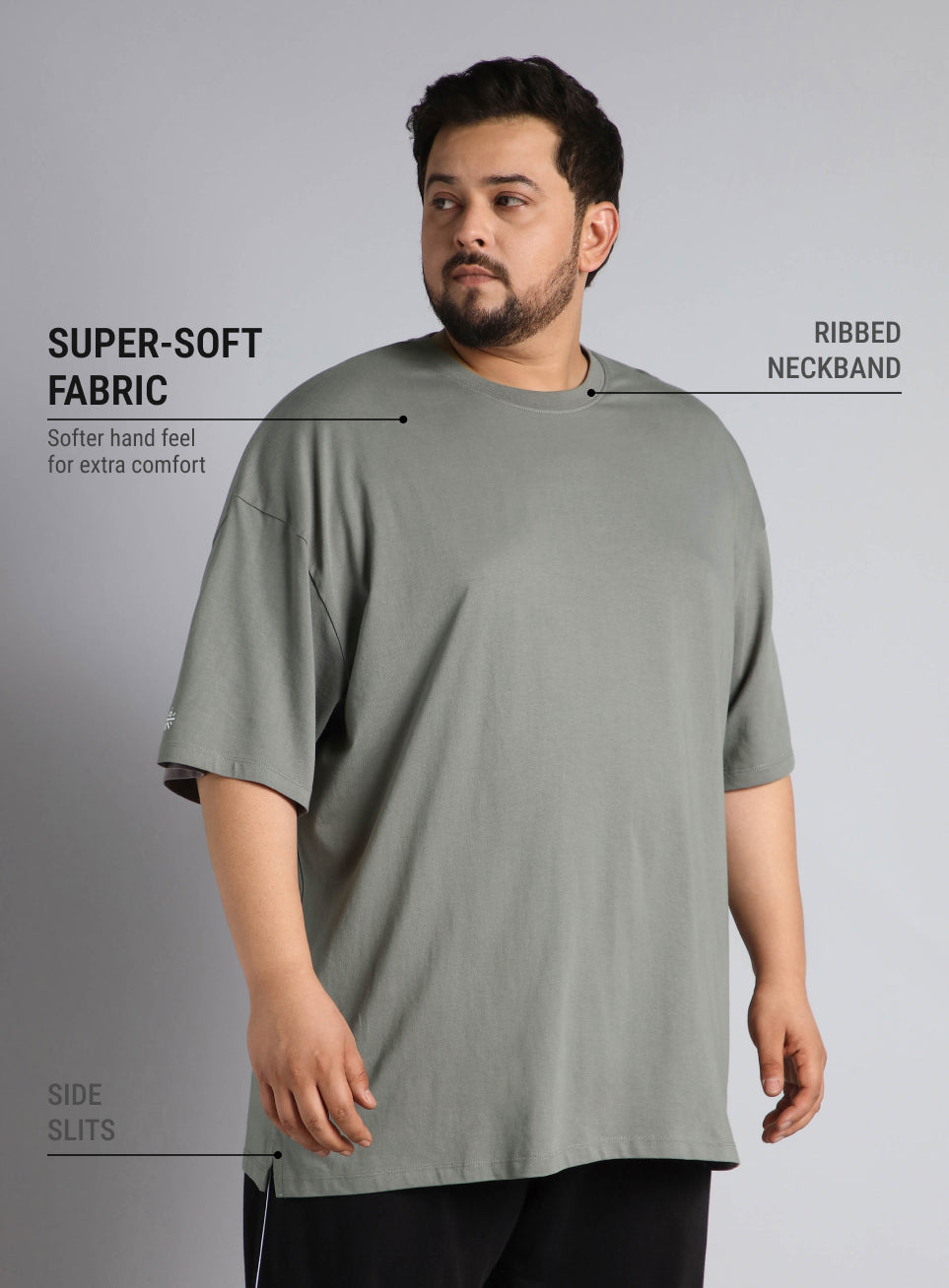 Men's Dark Grey One More Rep Graphic Plus Size Oversized fit T-shirt