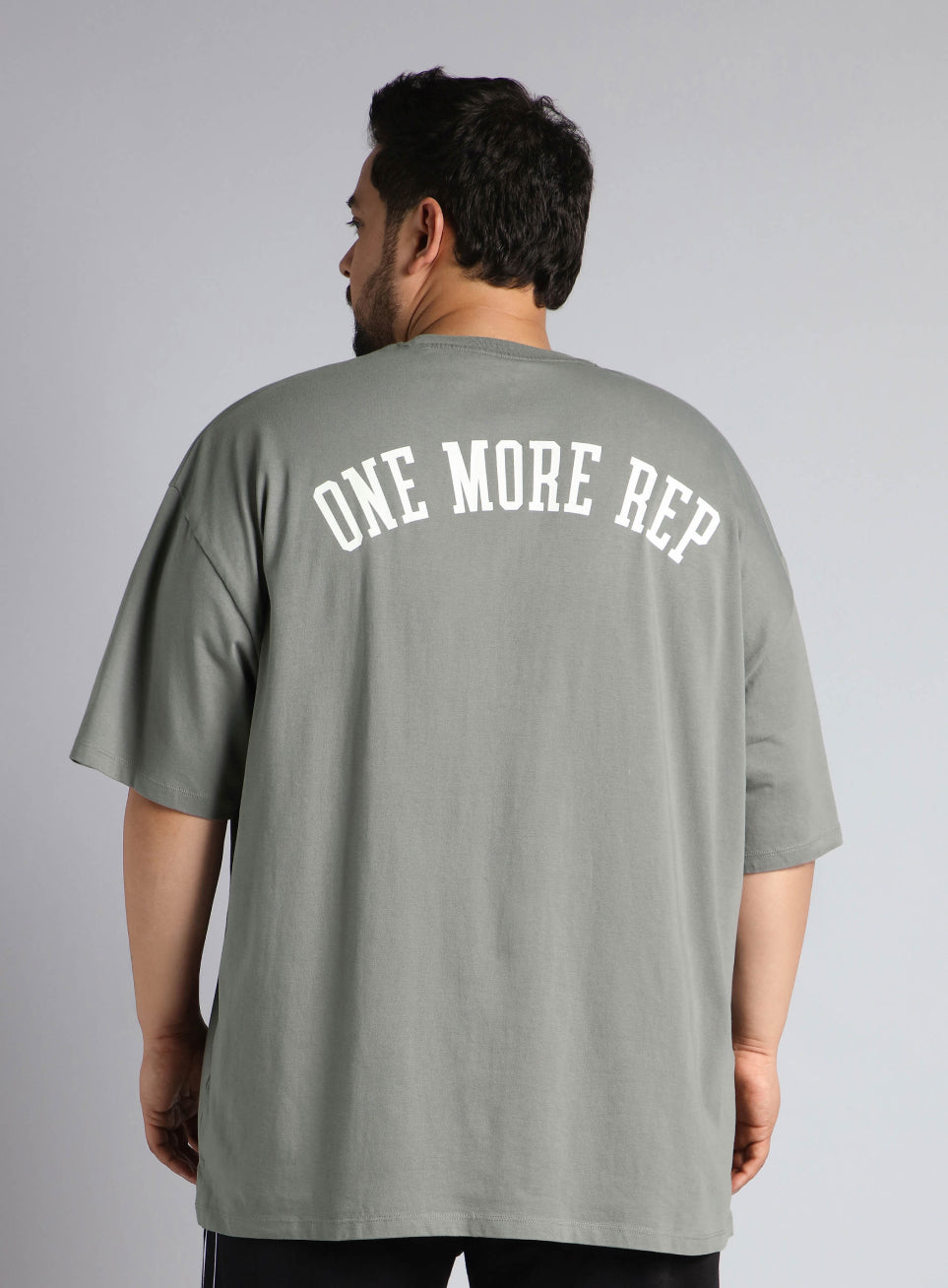 Men's Dark Grey One More Rep Graphic Plus Size Oversized fit T-shirt