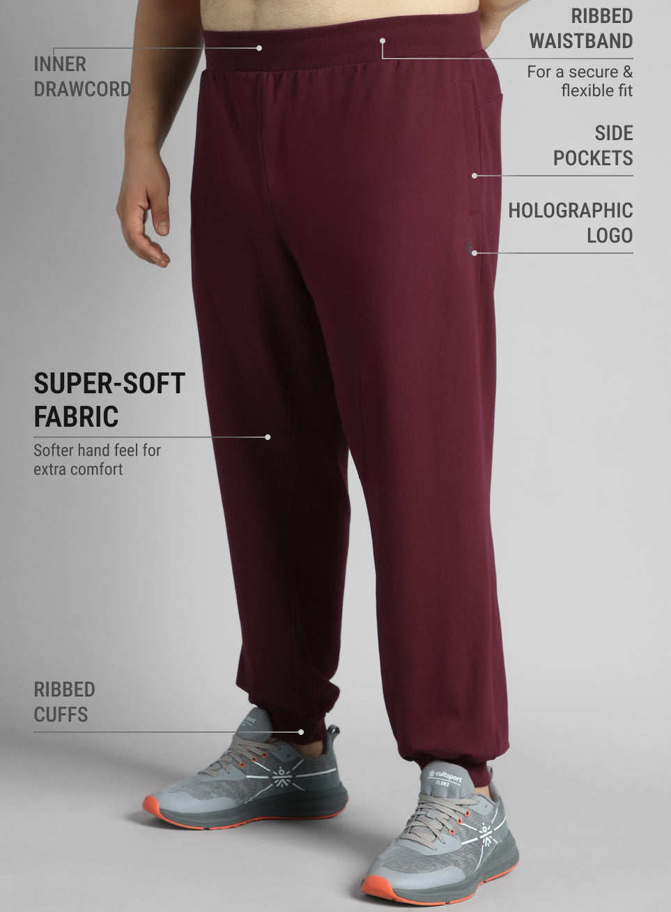 Men's Maroon Plus Size Training Essential Joggers