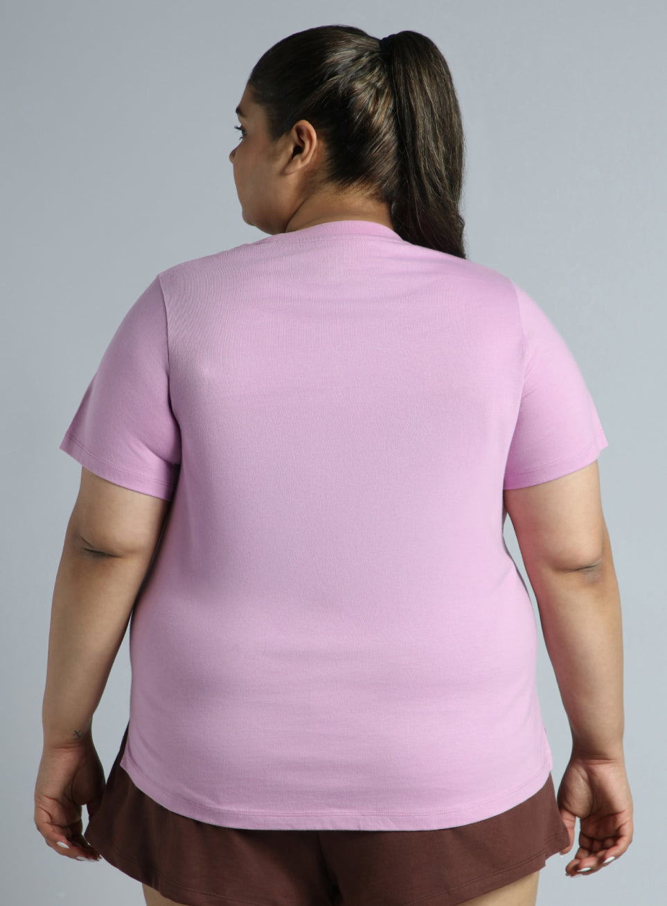 Women's Pink Cotton Plus Size Play Day Regular Fit T-shirt