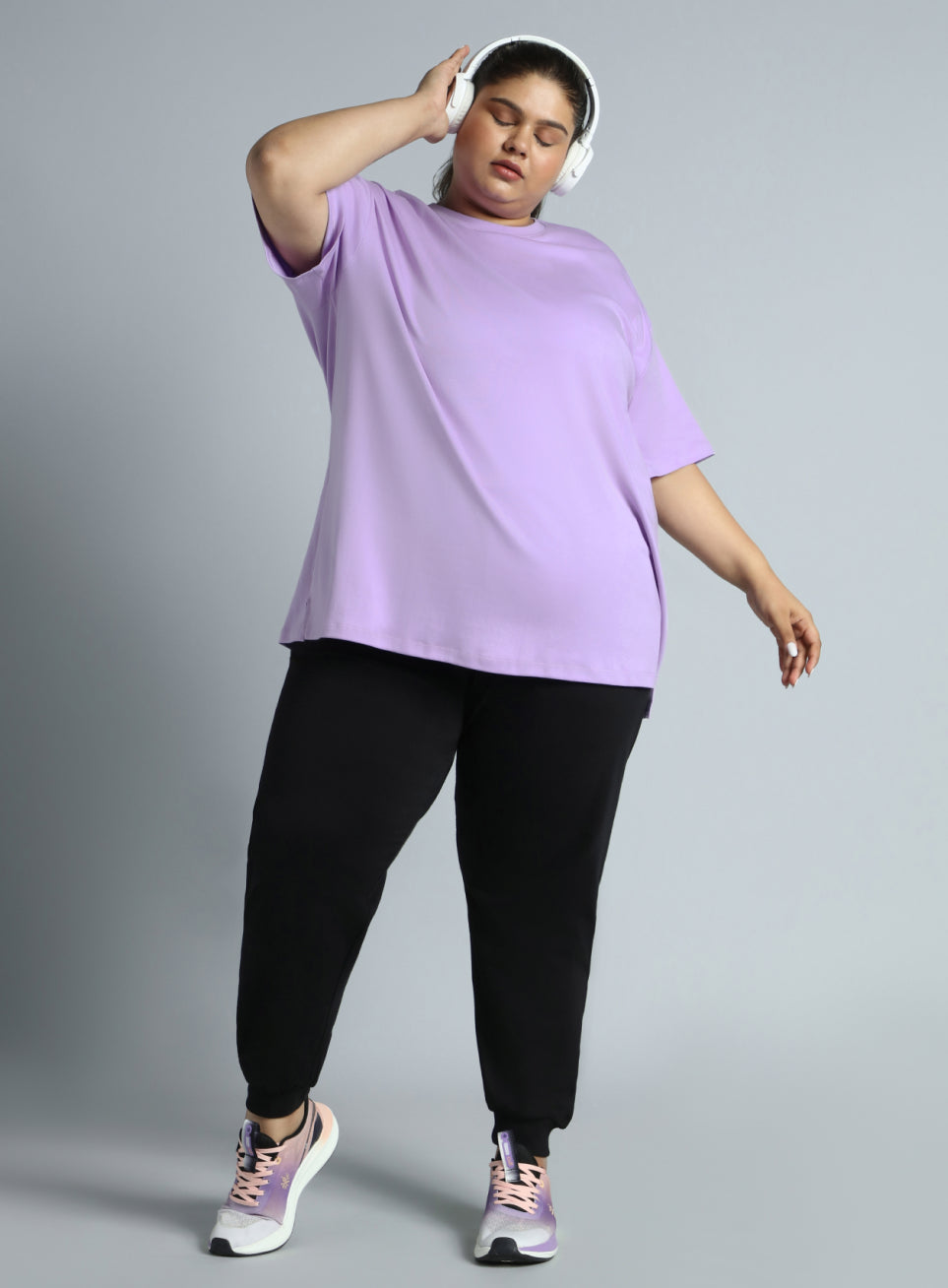 Women's Pink Cotton Plus Size Everyday Oversized Fit T-shirt