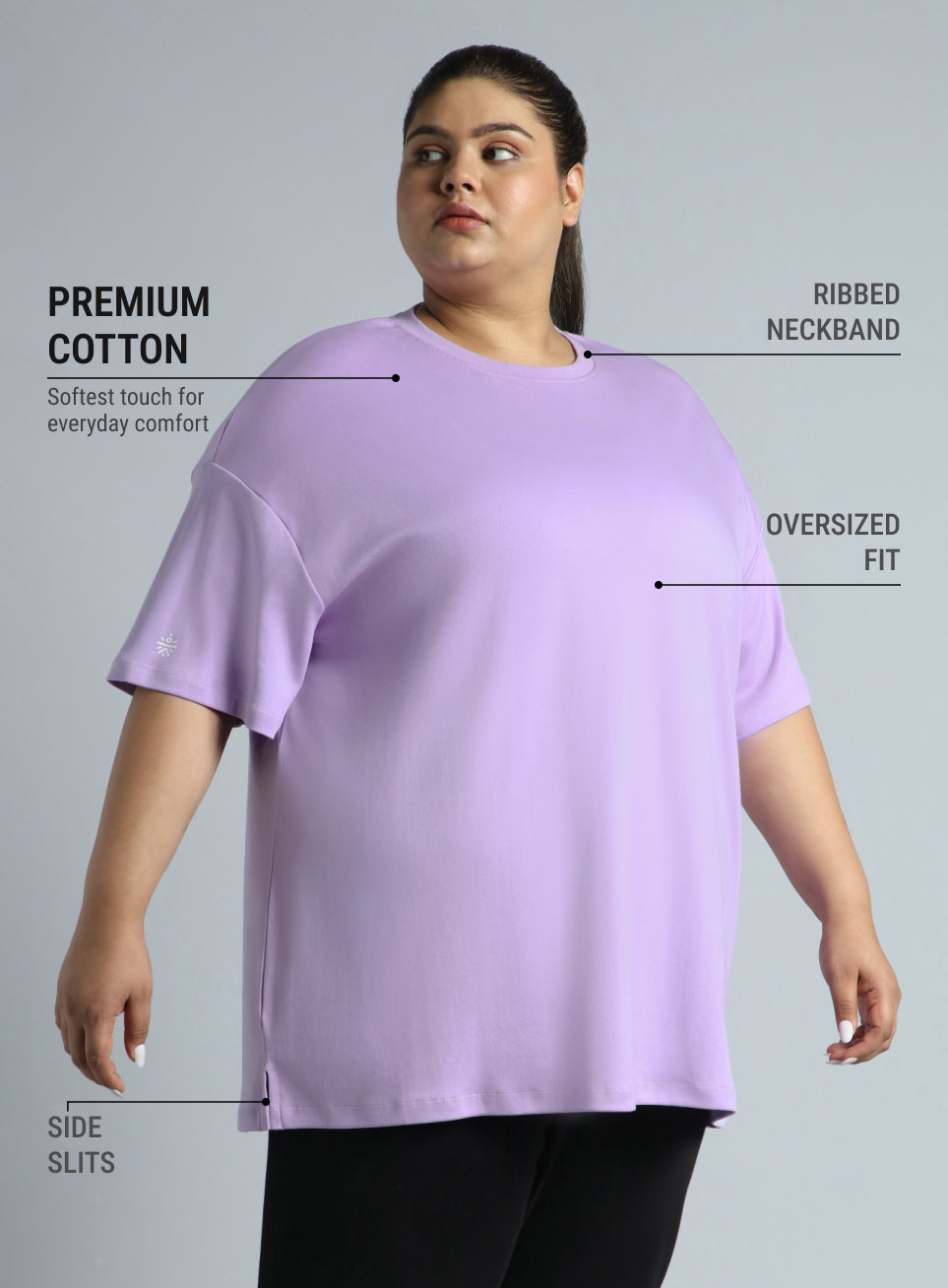 Women's Pink Cotton Plus Size Everyday Oversized Fit T-shirt
