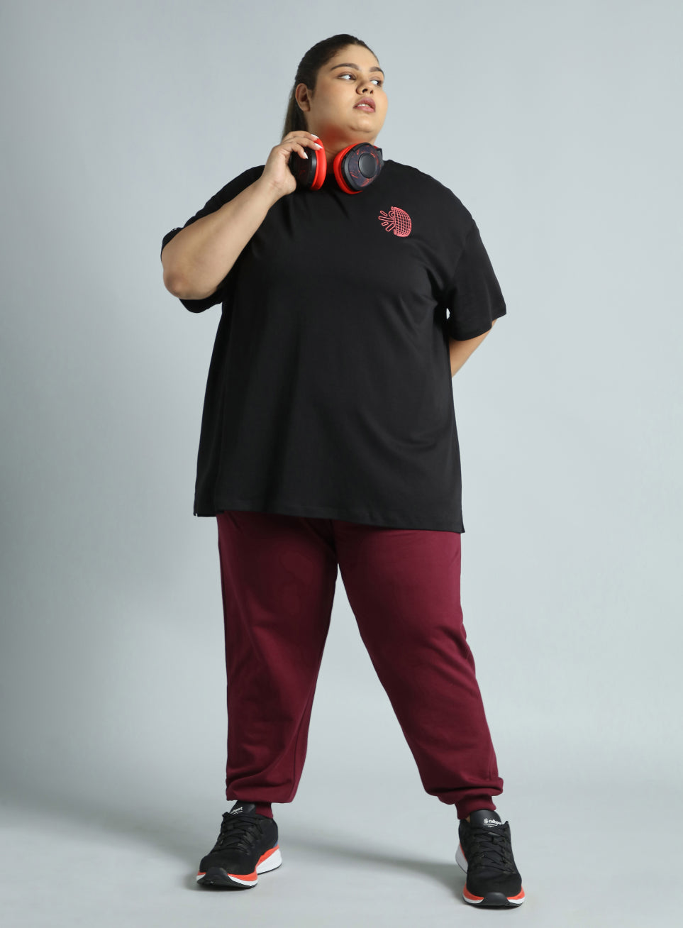 Women's Black Cult Graphic Cotton Plus Size Oversized Fit T-shirt