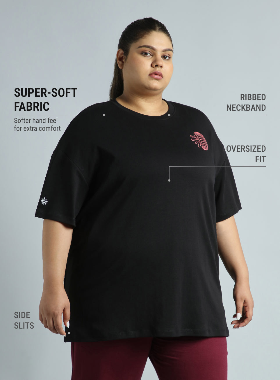 Women's Black Cult Graphic Cotton Plus Size Oversized Fit T-shirt