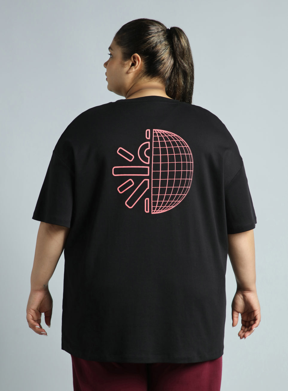Women's Black Cult Graphic Cotton Plus Size Oversized Fit T-shirt
