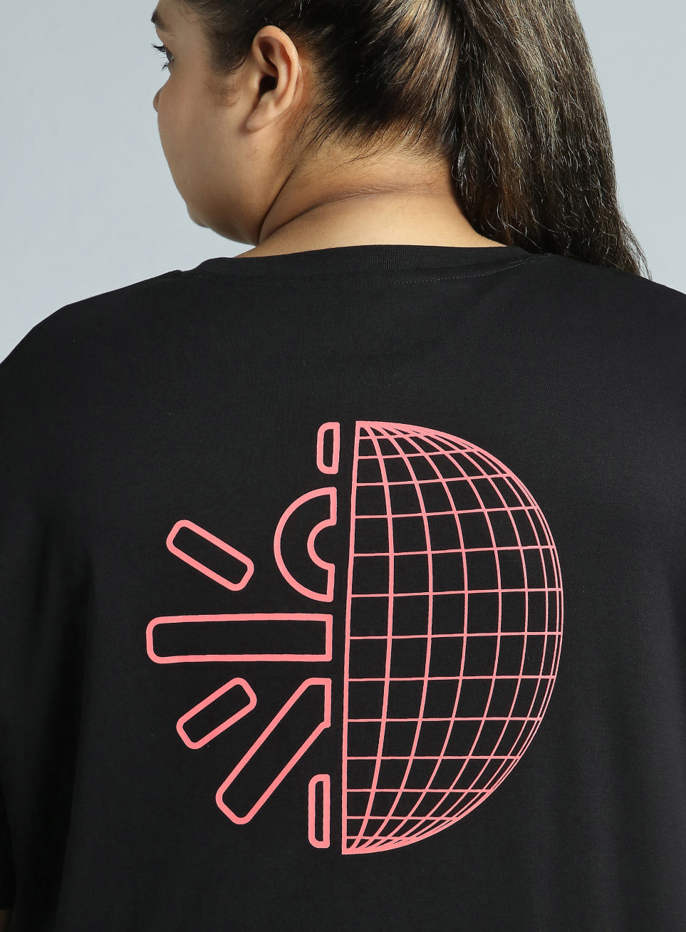 Women's Black Cult Graphic Cotton Plus Size Oversized Fit T-shirt