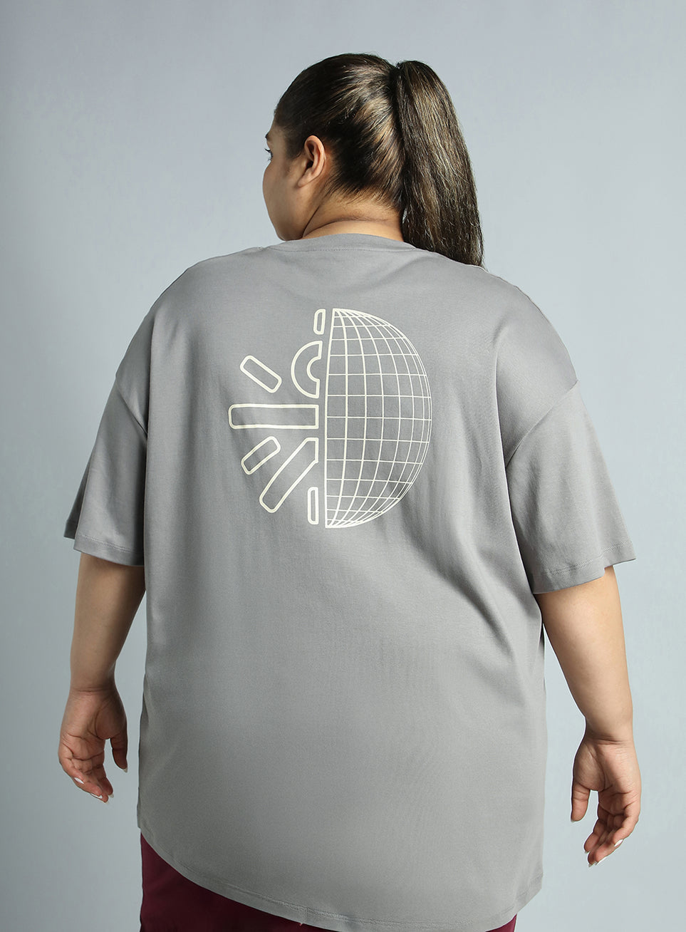Women's Grey Cult Graphic Cotton Plus Size Oversized Fit T-shirt