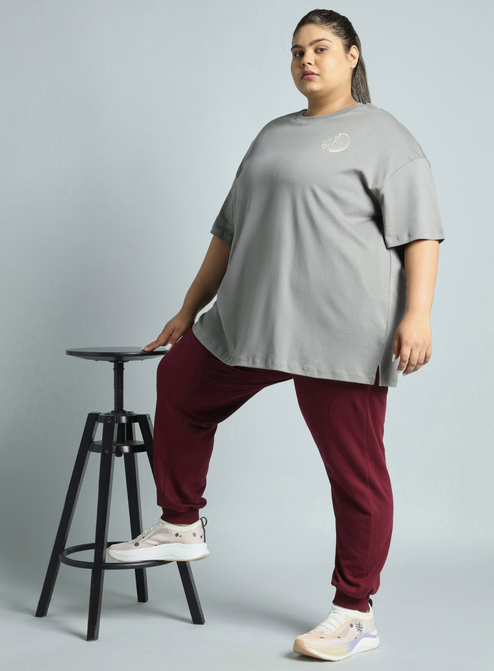 Women's Grey Cult Graphic Cotton Plus Size Oversized Fit T-shirt