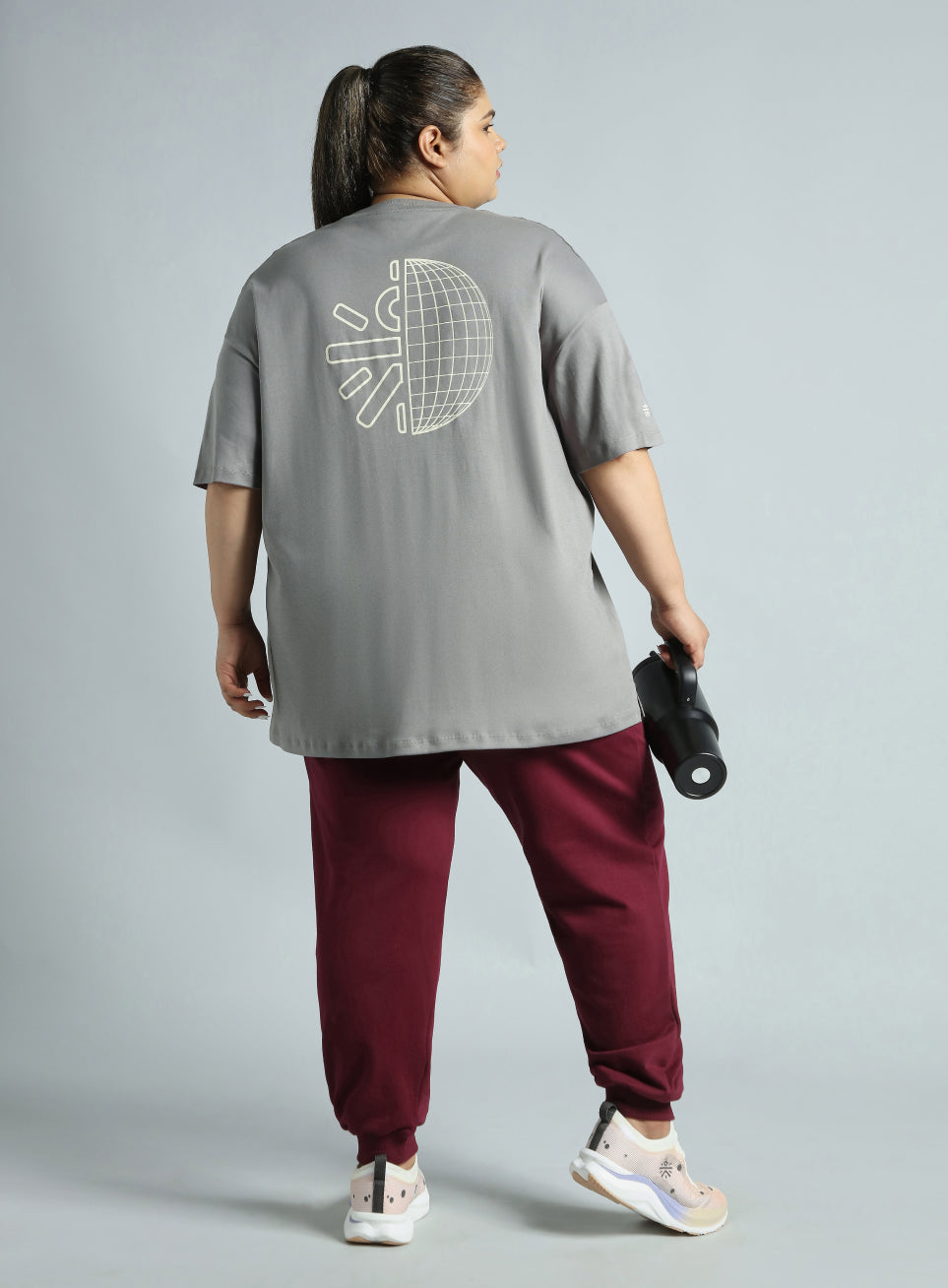 Women's Grey Cult Graphic Cotton Plus Size Oversized Fit T-shirt