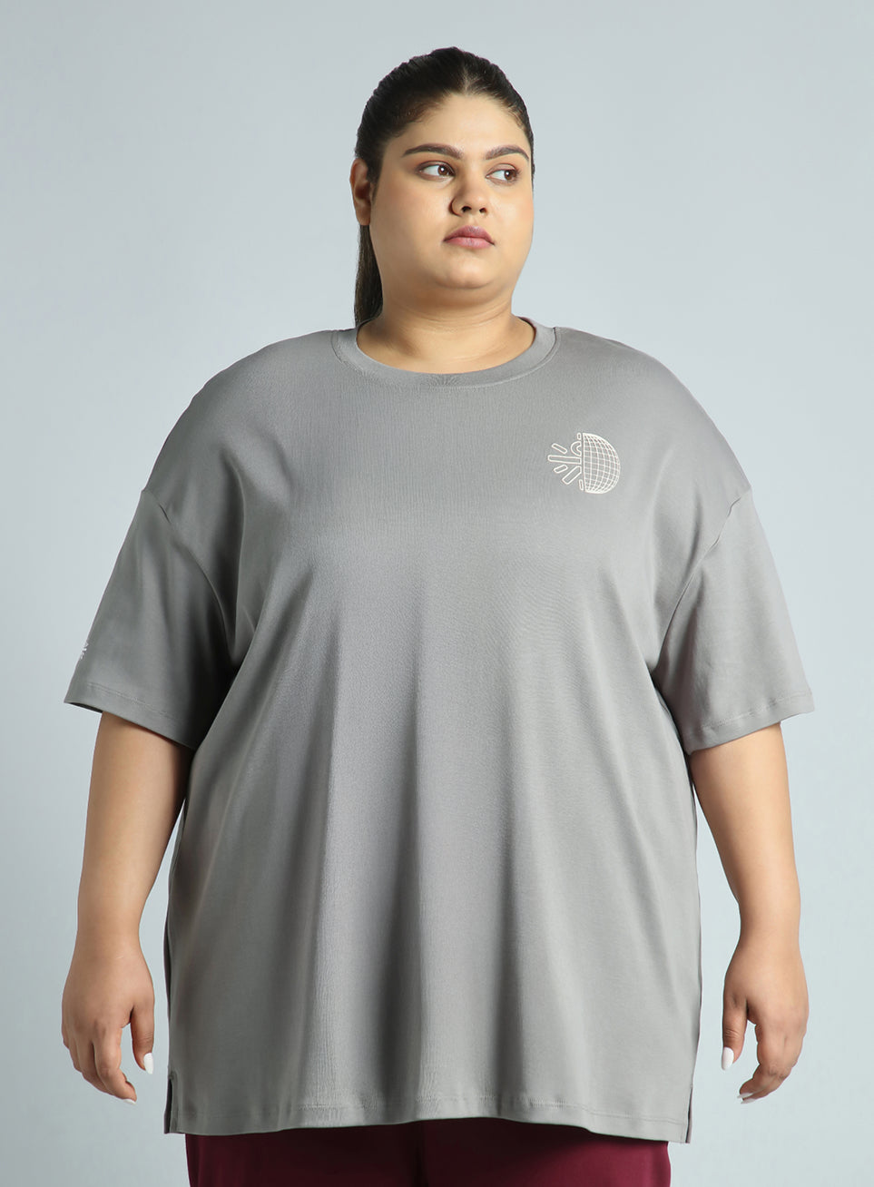 Women's Grey Cult Graphic Cotton Plus Size Oversized Fit T-shirt