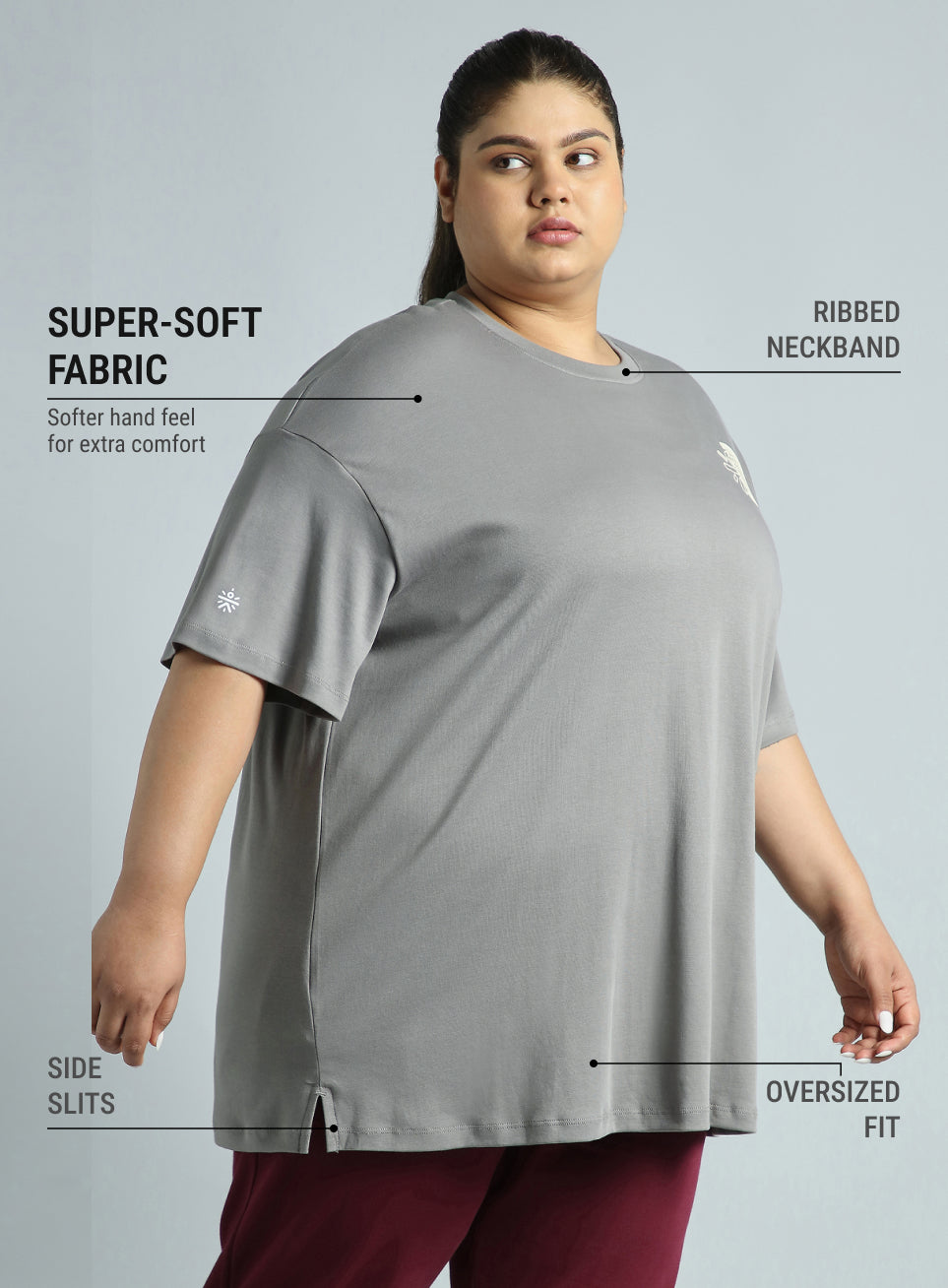 Women's Grey Cult Graphic Cotton Plus Size Oversized Fit T-shirt