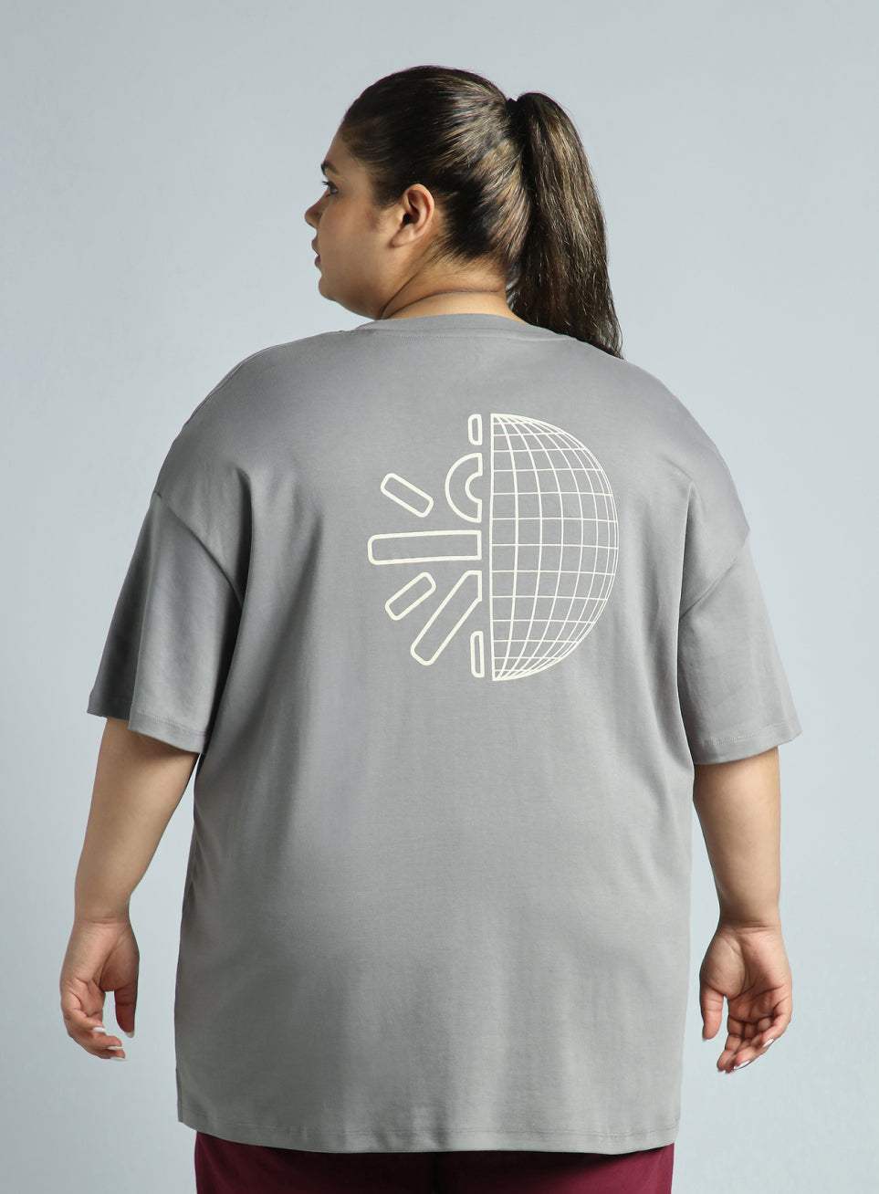 Women's Grey Cult Graphic Cotton Plus Size Oversized Fit T-shirt