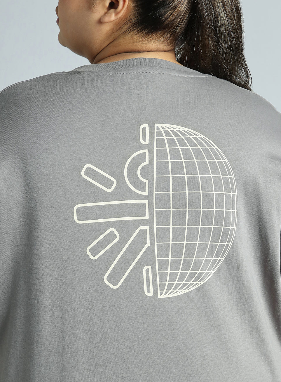 Women's Grey Cult Graphic Cotton Plus Size Oversized Fit T-shirt