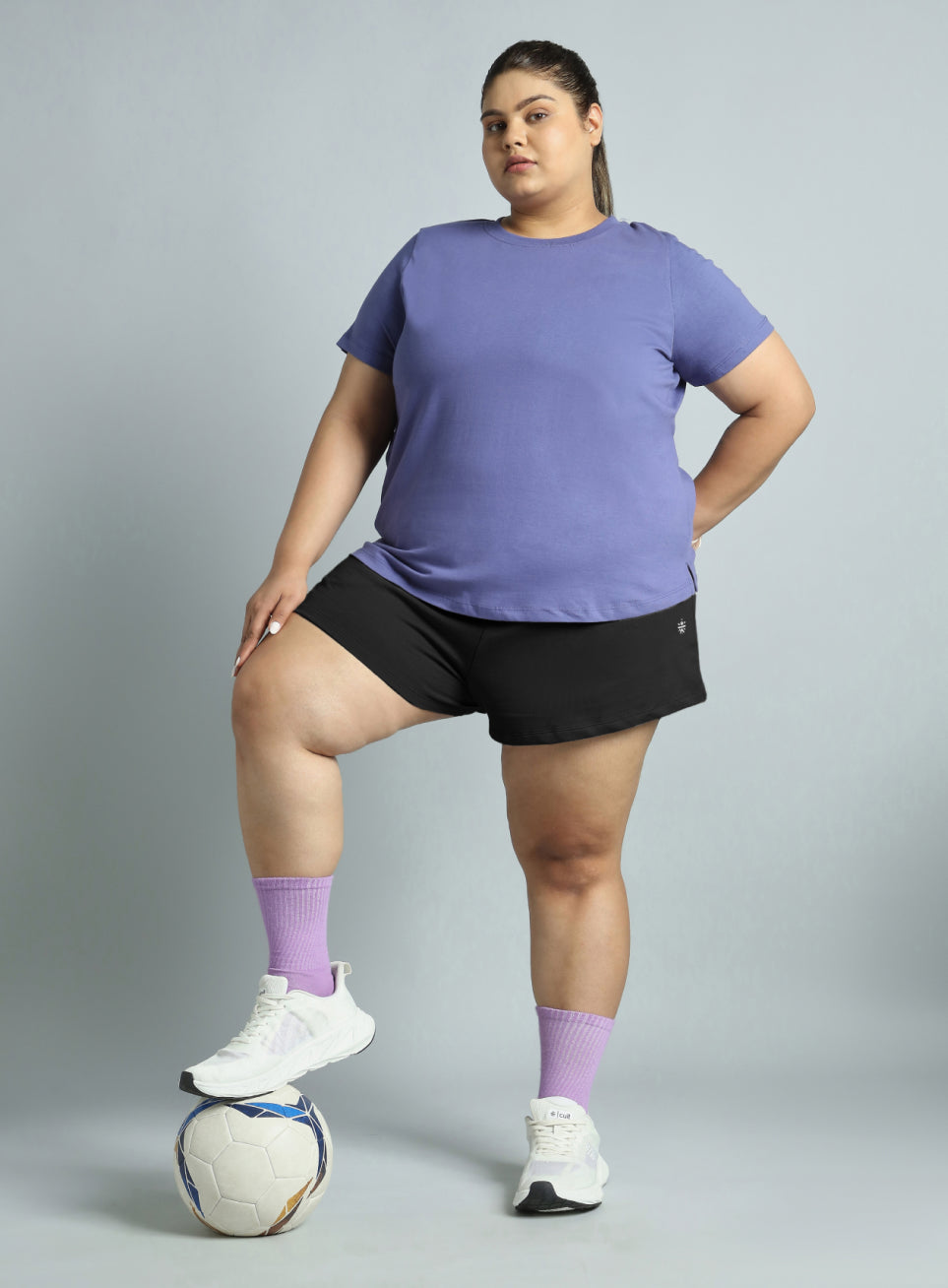 Women's Black Plus Size Everyday Essential Cotton Shorts