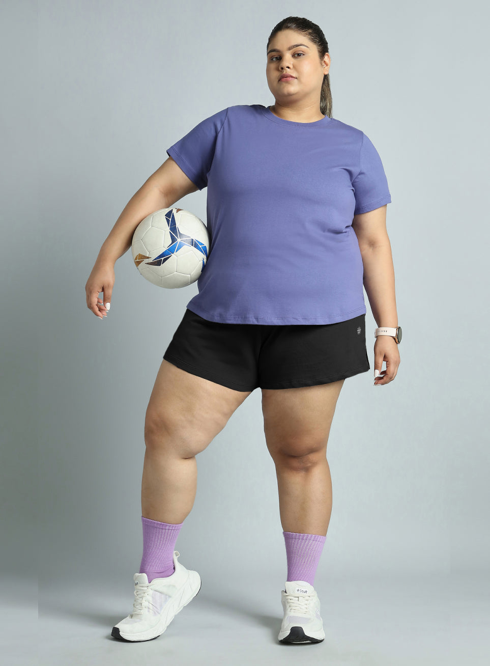 Women's Black Plus Size Everyday Essential Cotton Shorts