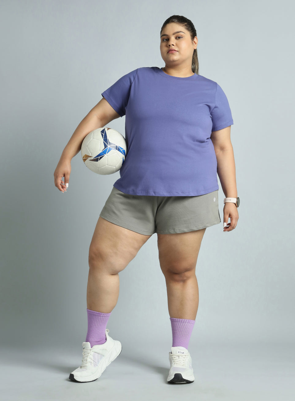 Women's Dark Grey Plus Size Everyday Essential Cotton Shorts