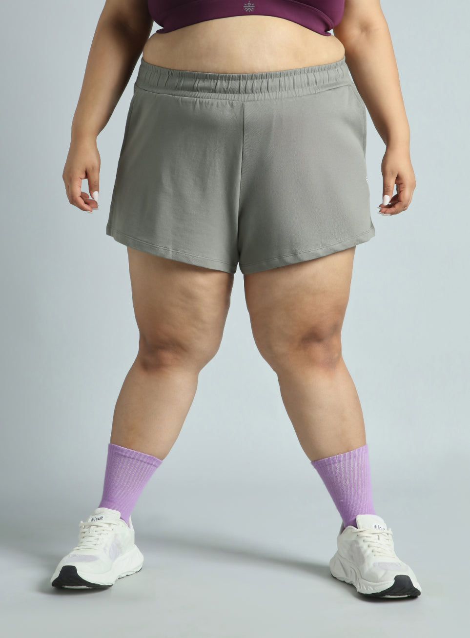 Women's Dark Grey Plus Size Everyday Essential Cotton Shorts