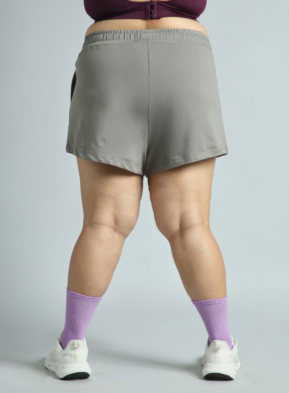 Women's Dark Grey Plus Size Everyday Essential Cotton Shorts