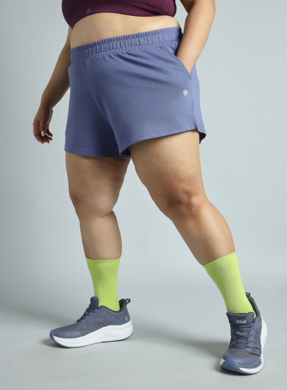 Women's Purple Plus Size Everyday Essential Cotton Shorts