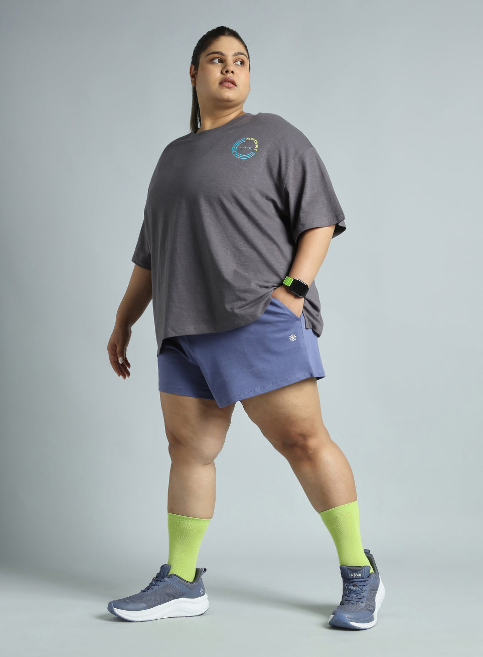 Women's Purple Plus Size Everyday Essential Cotton Shorts