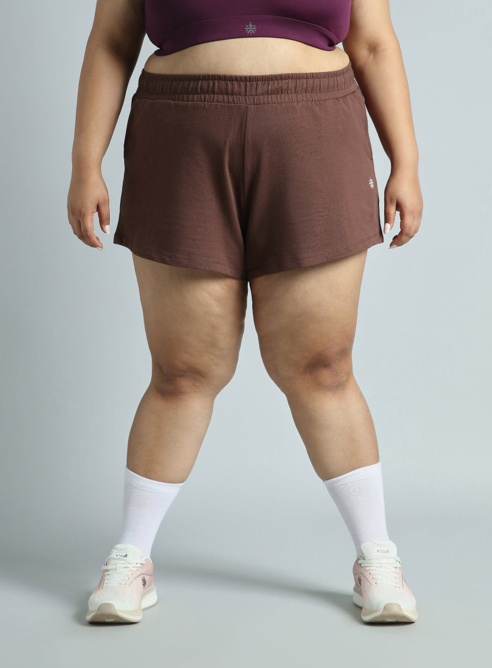 Women's Brown Plus Size Everyday Essential Cotton Shorts