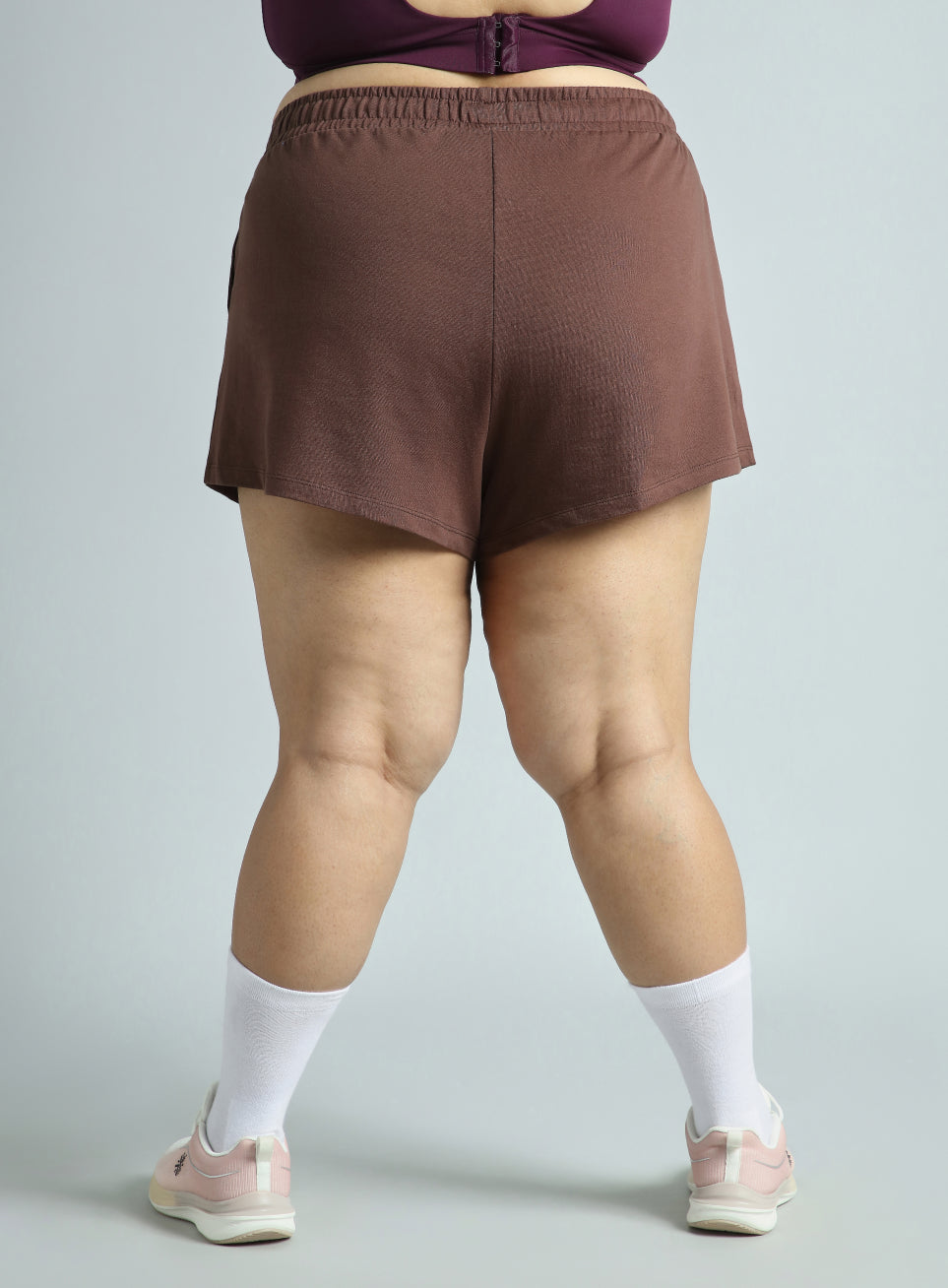 Women's Brown Plus Size Everyday Essential Cotton Shorts