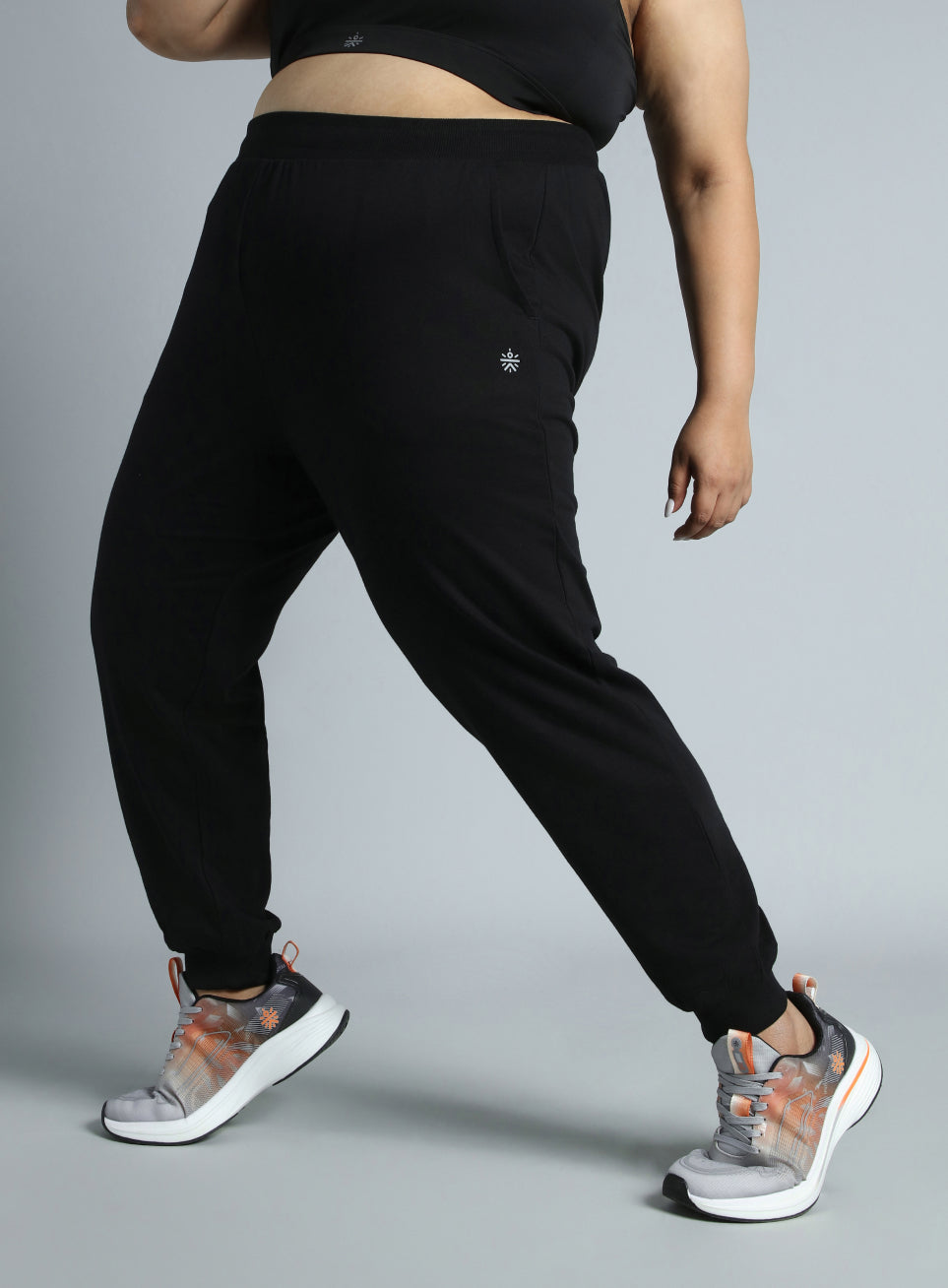Women's Sky Black Cotton Plus Size Everyday Joggers