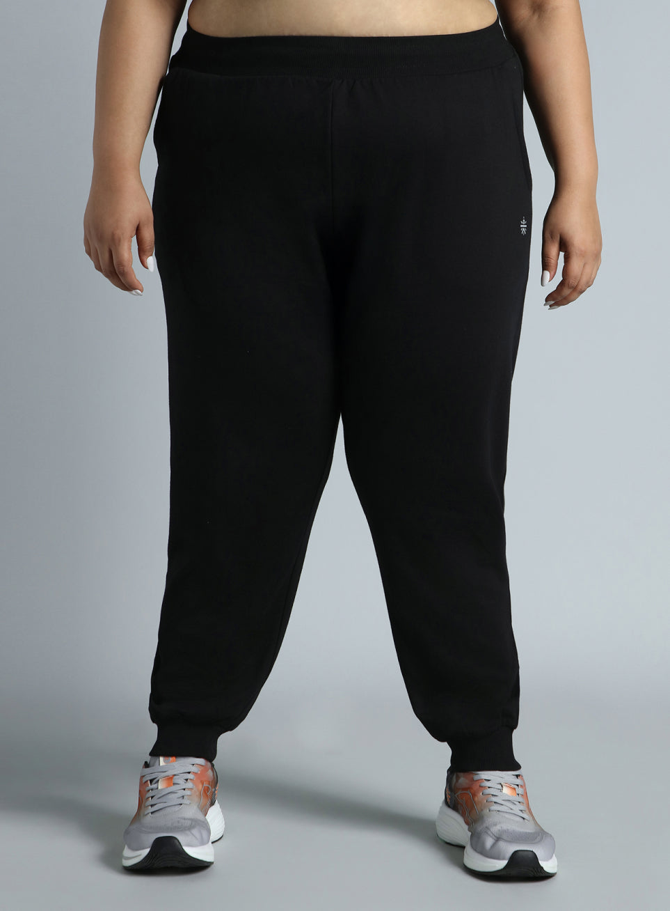 Women's Sky Black Cotton Plus Size Everyday Joggers