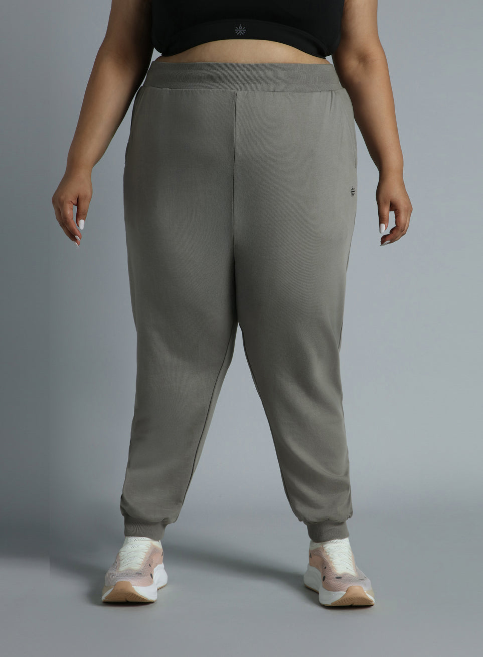 Women's Sky Dark Grey Cotton Plus Size Everyday Joggers
