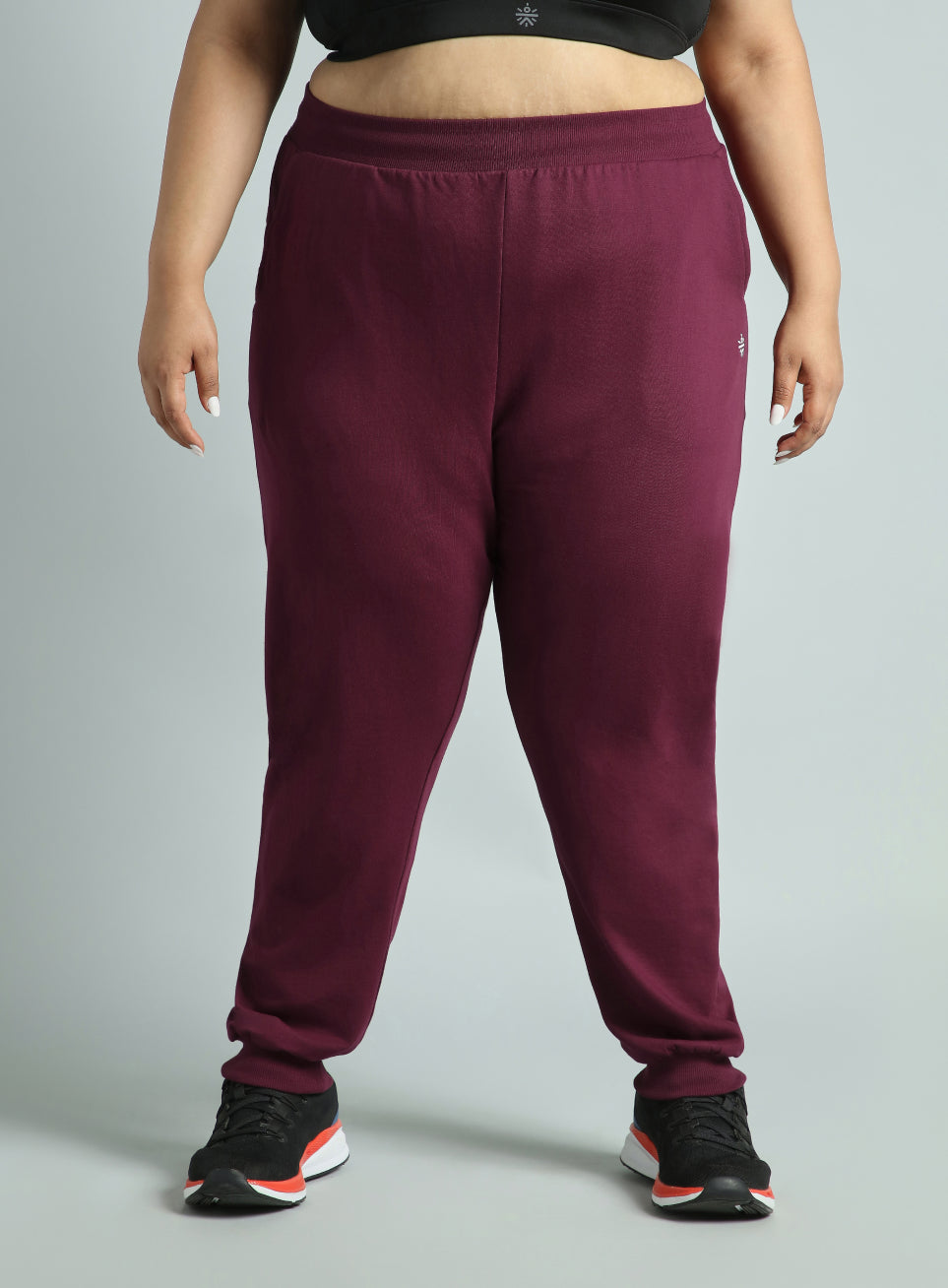 Women's Sky Maroon Cotton Plus Size Everyday Joggers
