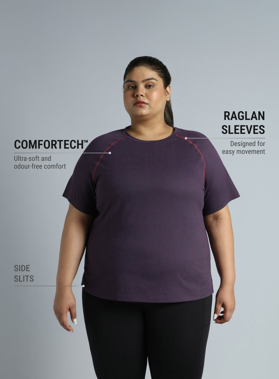 Women's Purple Flex Plus Size COMFORtech Regular Fit T-shirt