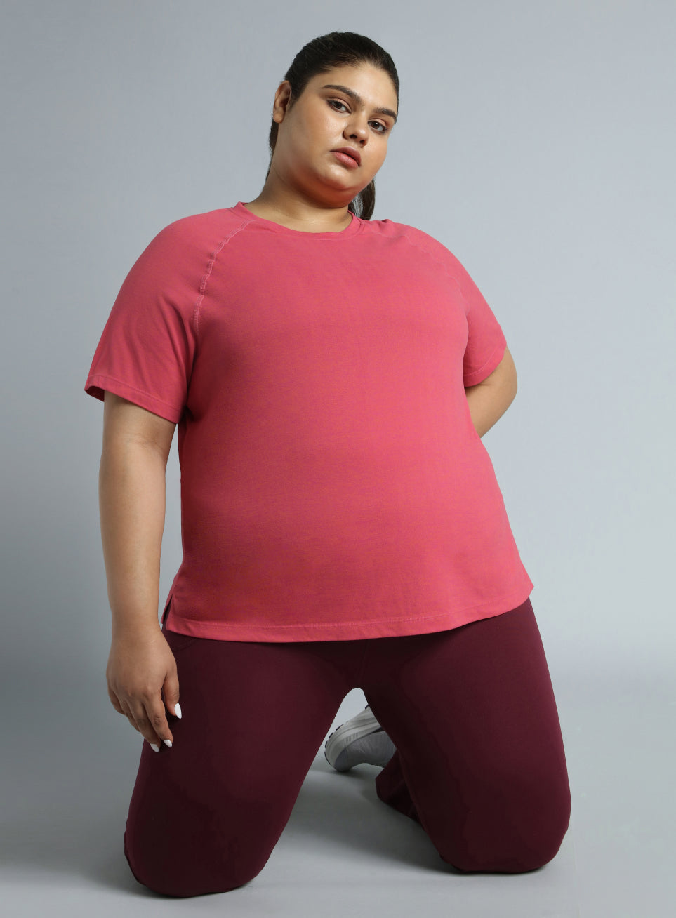 Women's Pink Flex Plus Size COMFORtech Regular Fit T-shirt