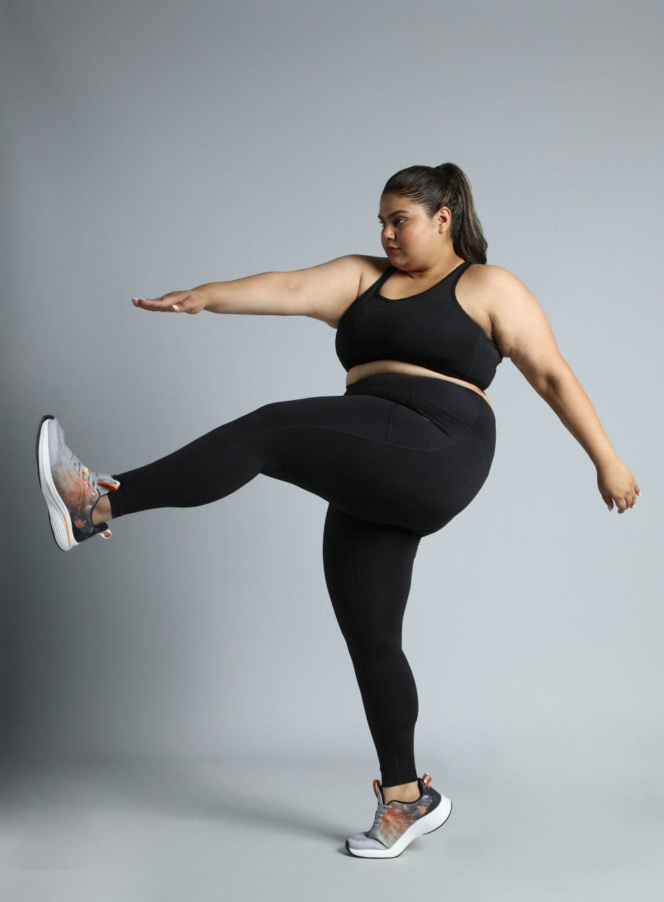 Women's Black Training Essential Plus Size Tights