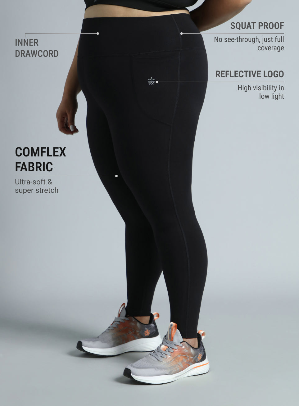 Women's Black Training Essential Plus Size Tights