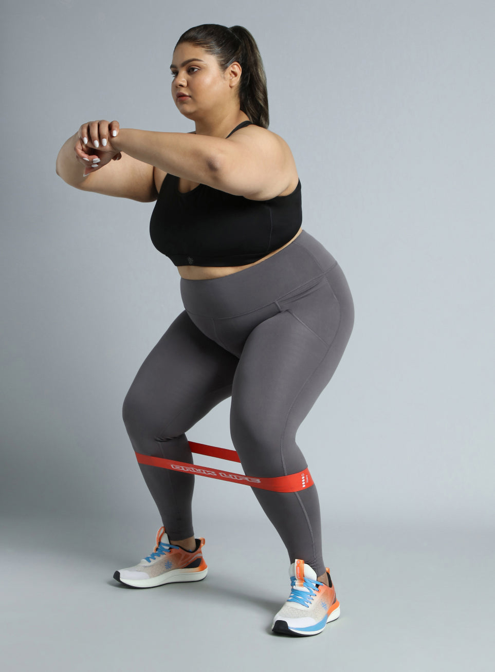 Women's Dark Grey Training Essential Plus Size Tights