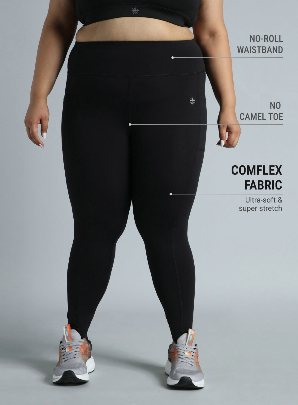 Women's Black Running Essential Plus Size Tights
