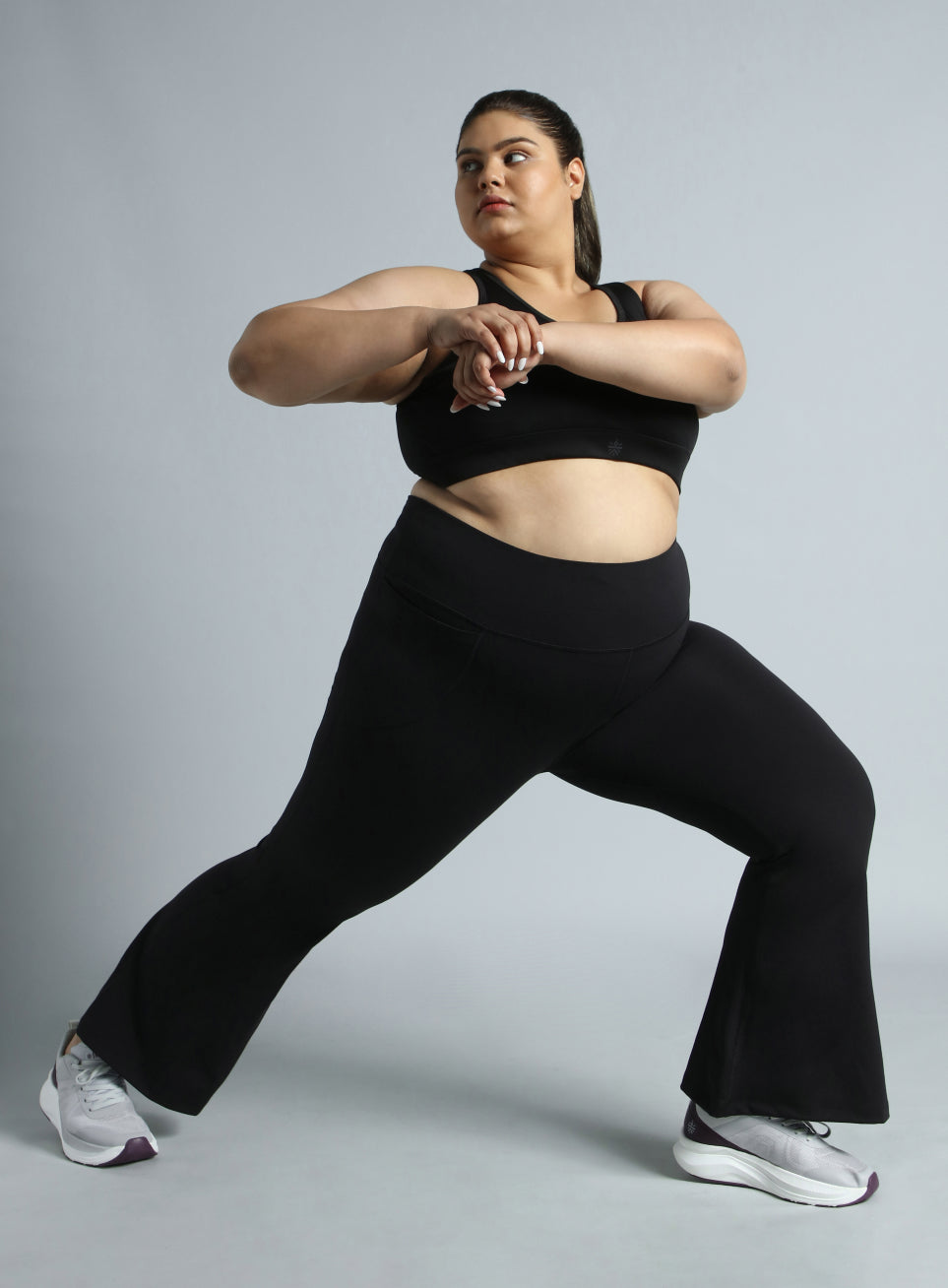 Women's Black All Format Training Plus Size Flared Pants