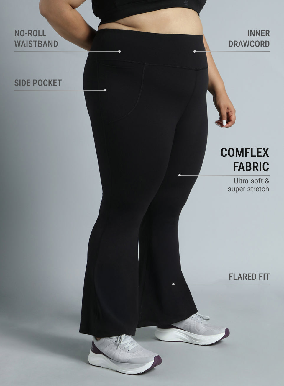 Women's Black All Format Training Plus Size Flared Pants
