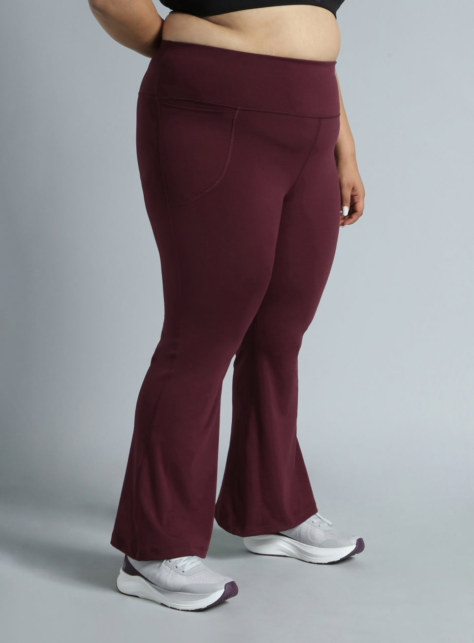Women's Wine All format Training Plus Size Flared Pants