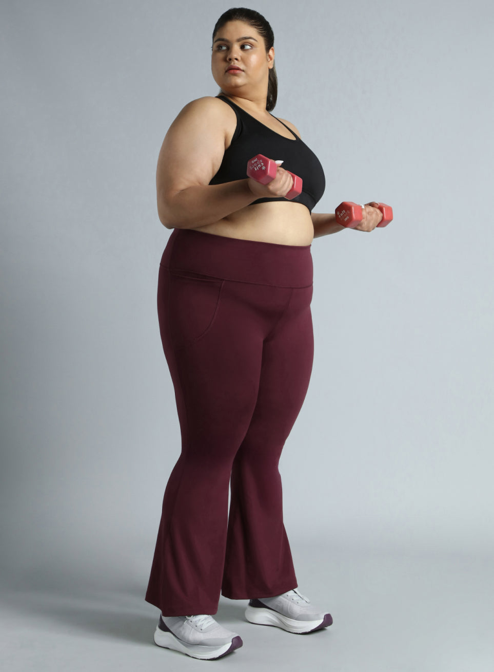 Women's Wine All format Training Plus Size Flared Pants