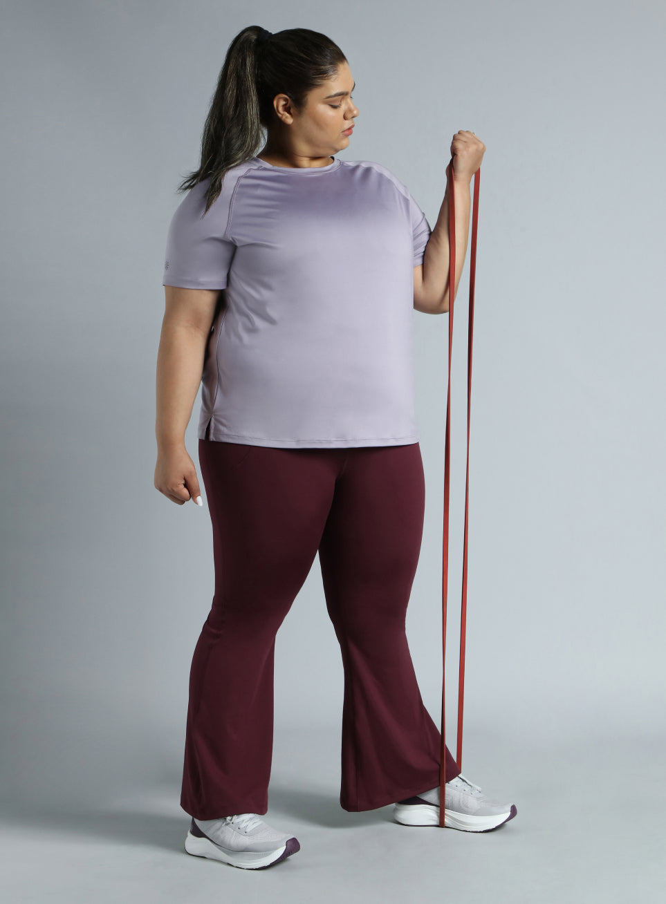 Women's Wine All format Training Plus Size Flared Pants